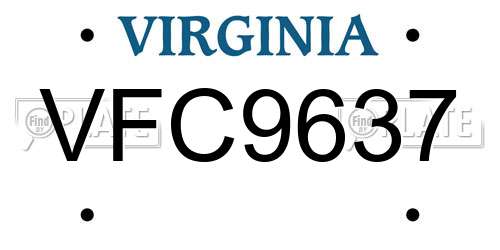 VFC9637 Virginia License Plate