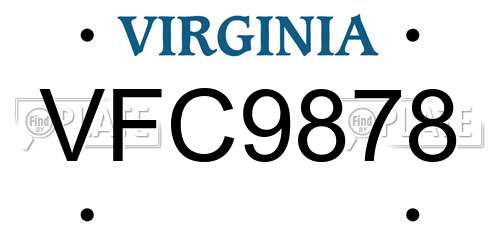 VFC9878 Virginia License Plate