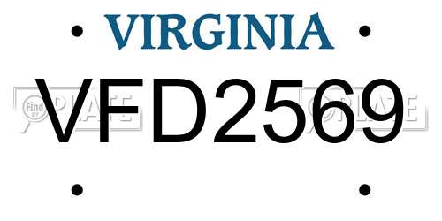 VFD2569 Virginia License Plate