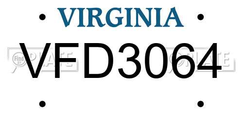 VFD3064 Virginia License Plate