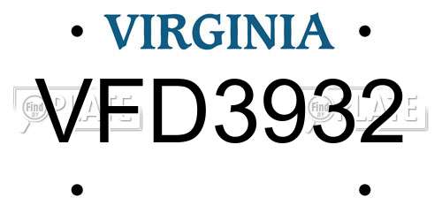 VFD3932 Virginia License Plate