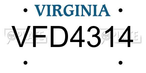 VFD4314 Virginia License Plate