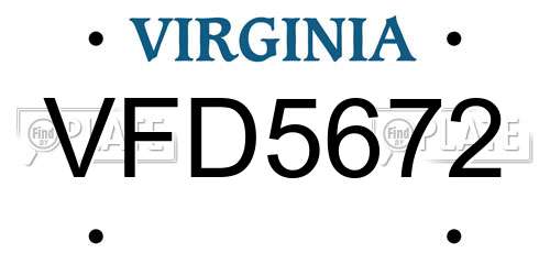 VFD5672 Virginia License Plate