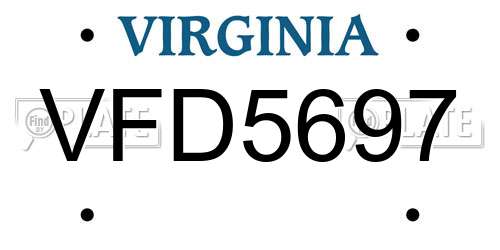 VFD5697 Virginia License Plate