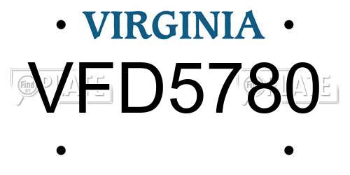 VFD5780 Virginia License Plate
