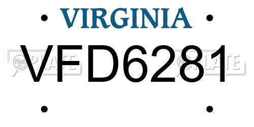 VFD6281 Virginia License Plate