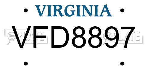 VFD8897 Virginia License Plate
