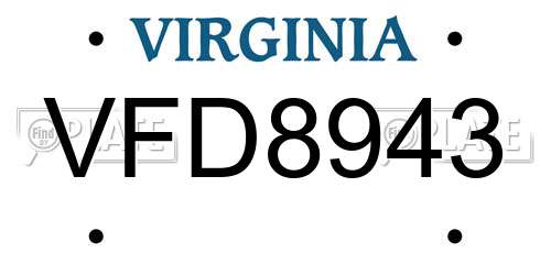 VFD8943 Virginia License Plate