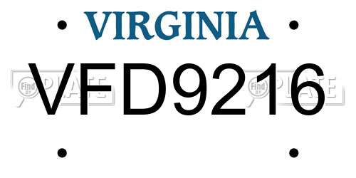 VFD9216 Virginia License Plate