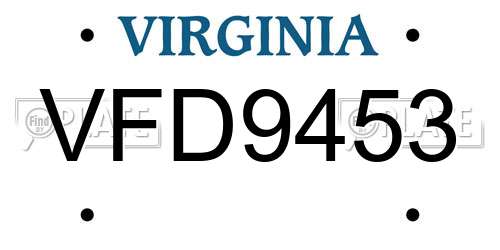 VFD9453 Virginia License Plate