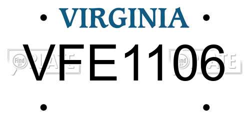VFE1106 Virginia License Plate