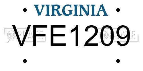 VFE1209 Virginia License Plate