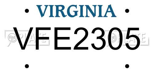 VFE2305 Virginia License Plate