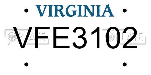 VFE3102 Virginia License Plate