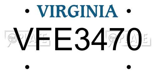 VFE3470 Virginia License Plate