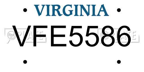 VFE5586 Virginia License Plate