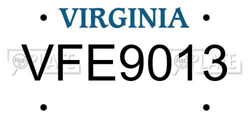 VFE9013 Virginia License Plate