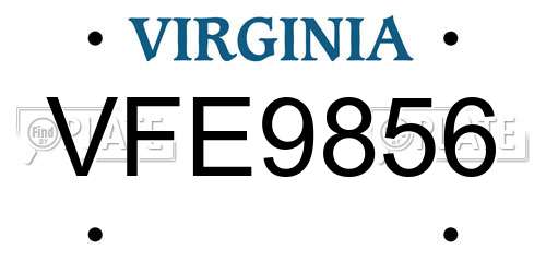 VFE9856 Virginia License Plate