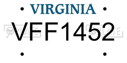 VFF1452 Virginia License Plate