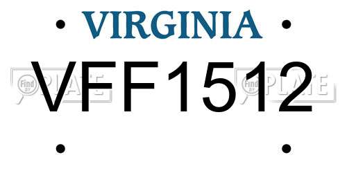 VFF1512 Virginia License Plate