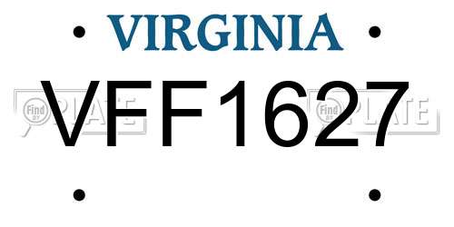 VFF1627 Virginia License Plate