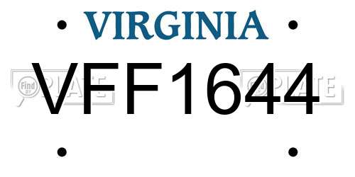 VFF1644 Virginia License Plate