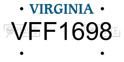 VFF1698 Virginia License Plate