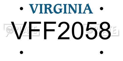 VFF2058 Virginia License Plate