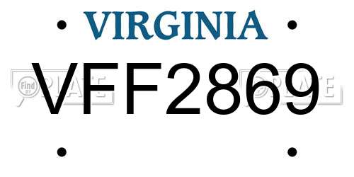 VFF2869 Virginia License Plate