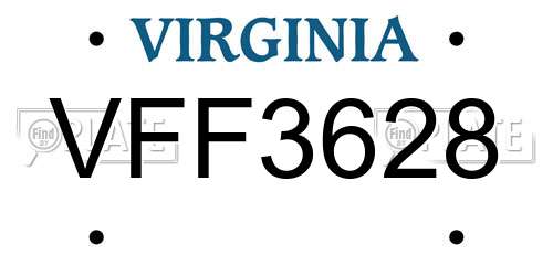 VFF3628 Virginia License Plate