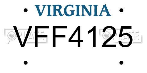 VFF4125 Virginia License Plate