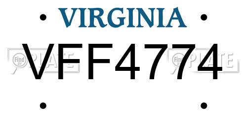 VFF4774 Virginia License Plate