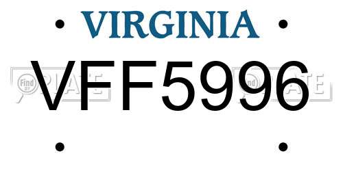VFF5996 Virginia License Plate