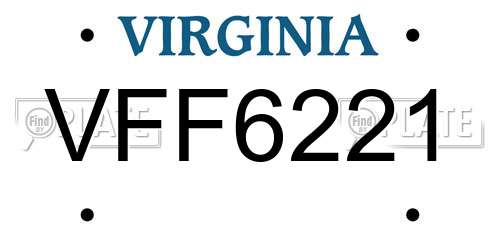 VFF6221 Virginia License Plate