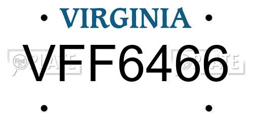 VFF6466 Virginia License Plate