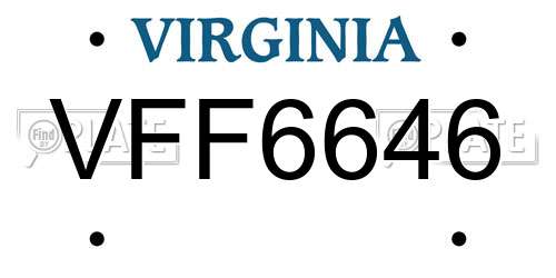 VFF6646 Virginia License Plate