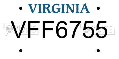 VFF6755 Virginia License Plate