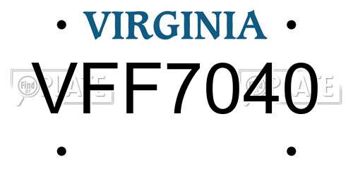 VFF7040 Virginia License Plate