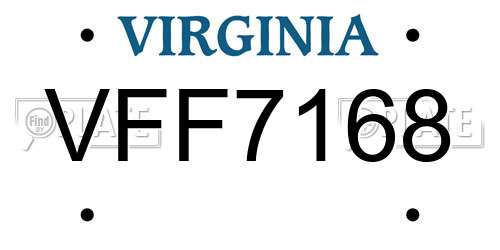 VFF7168 Virginia License Plate