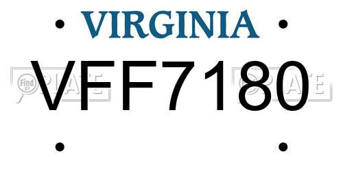 VFF7180 Virginia License Plate
