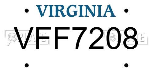 VFF7208 Virginia License Plate