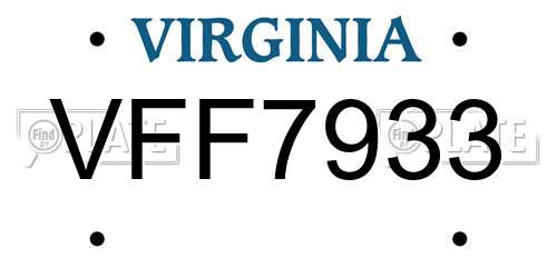 VFF7933 Virginia License Plate