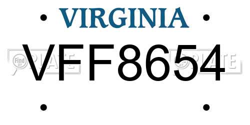 VFF8654 Virginia License Plate