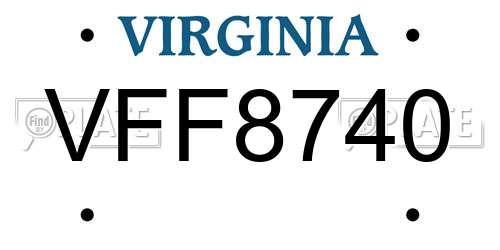 VFF8740 Virginia License Plate