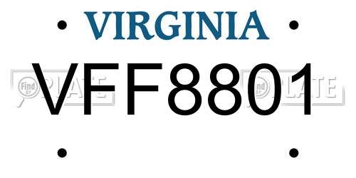 VFF8801 Virginia License Plate