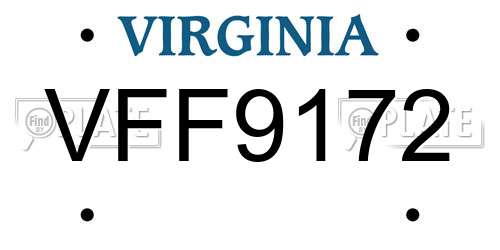 VFF9172 Virginia License Plate