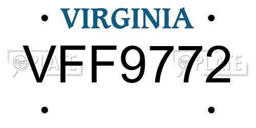 VFF9772 Virginia License Plate