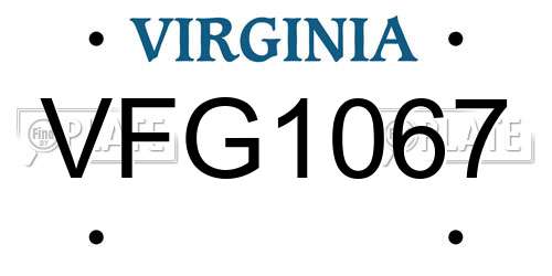 VFG1067 Virginia License Plate