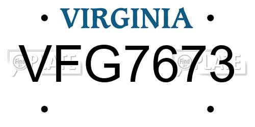 VFG7673 Virginia License Plate