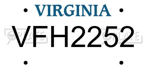VFH2252 Virginia License Plate